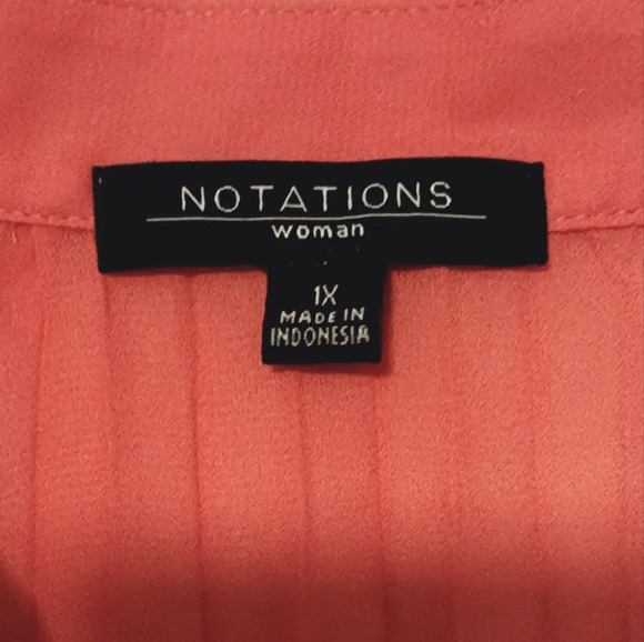 Notations Ruffle Poppy Short Sleeve Button Front Women's Sz 1X. (NWT) - Picture 5 of 9
